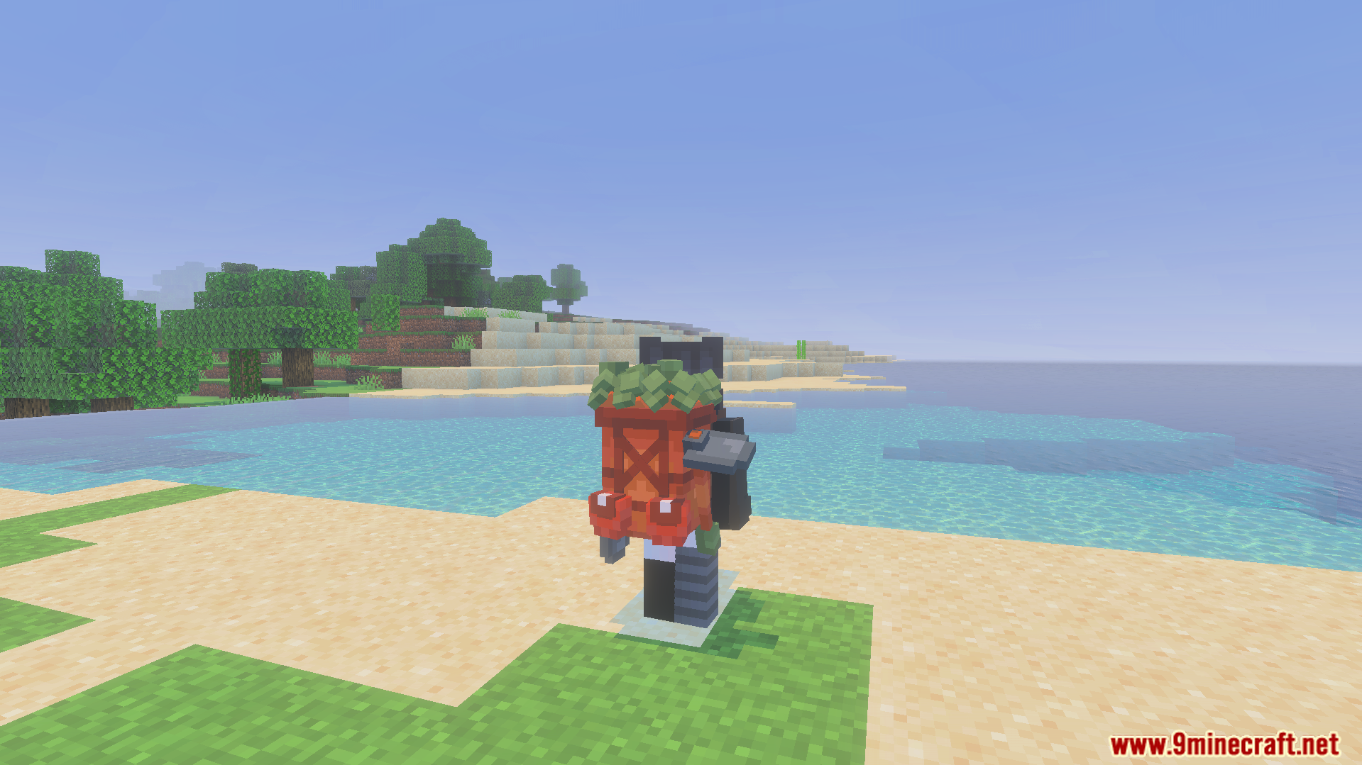 Backpacked Armor Texture Pack Screenshot 8 Character displaying an explorer themed cosmetic backpack with leaves and items