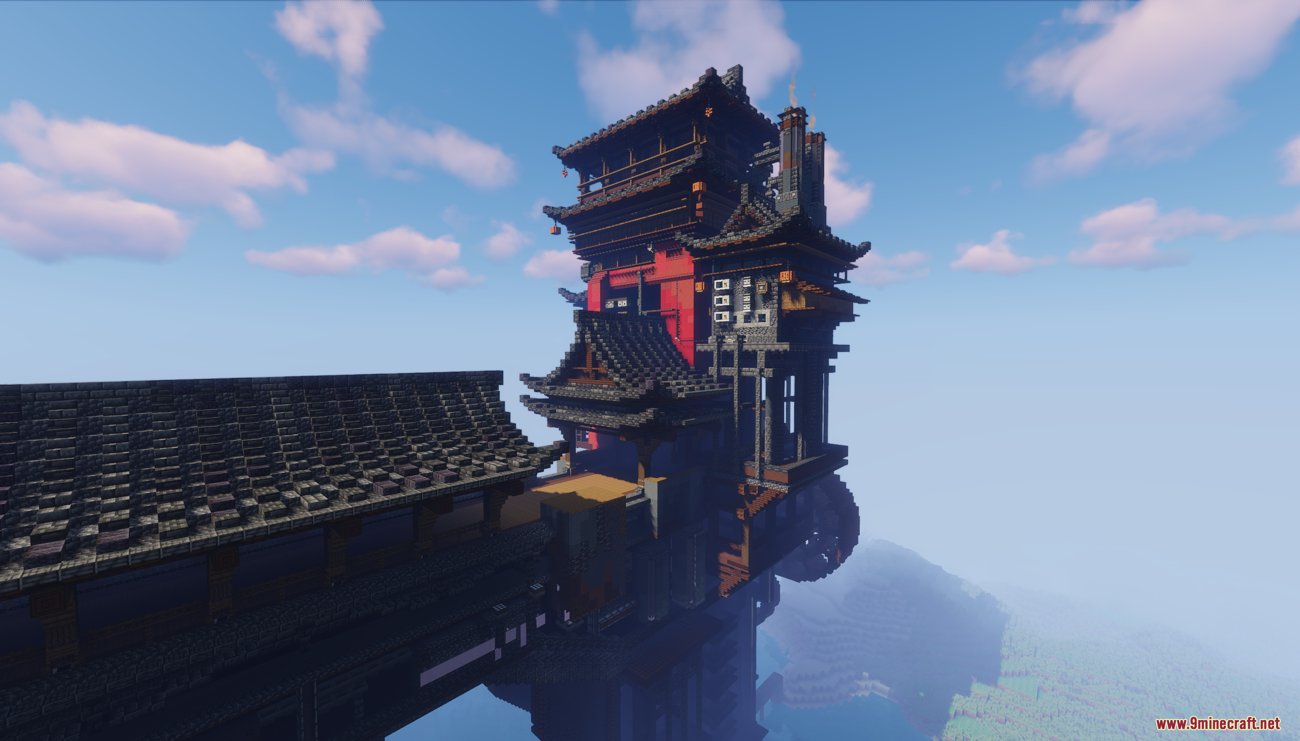 Large red Asian style building from the Bathhouse Map