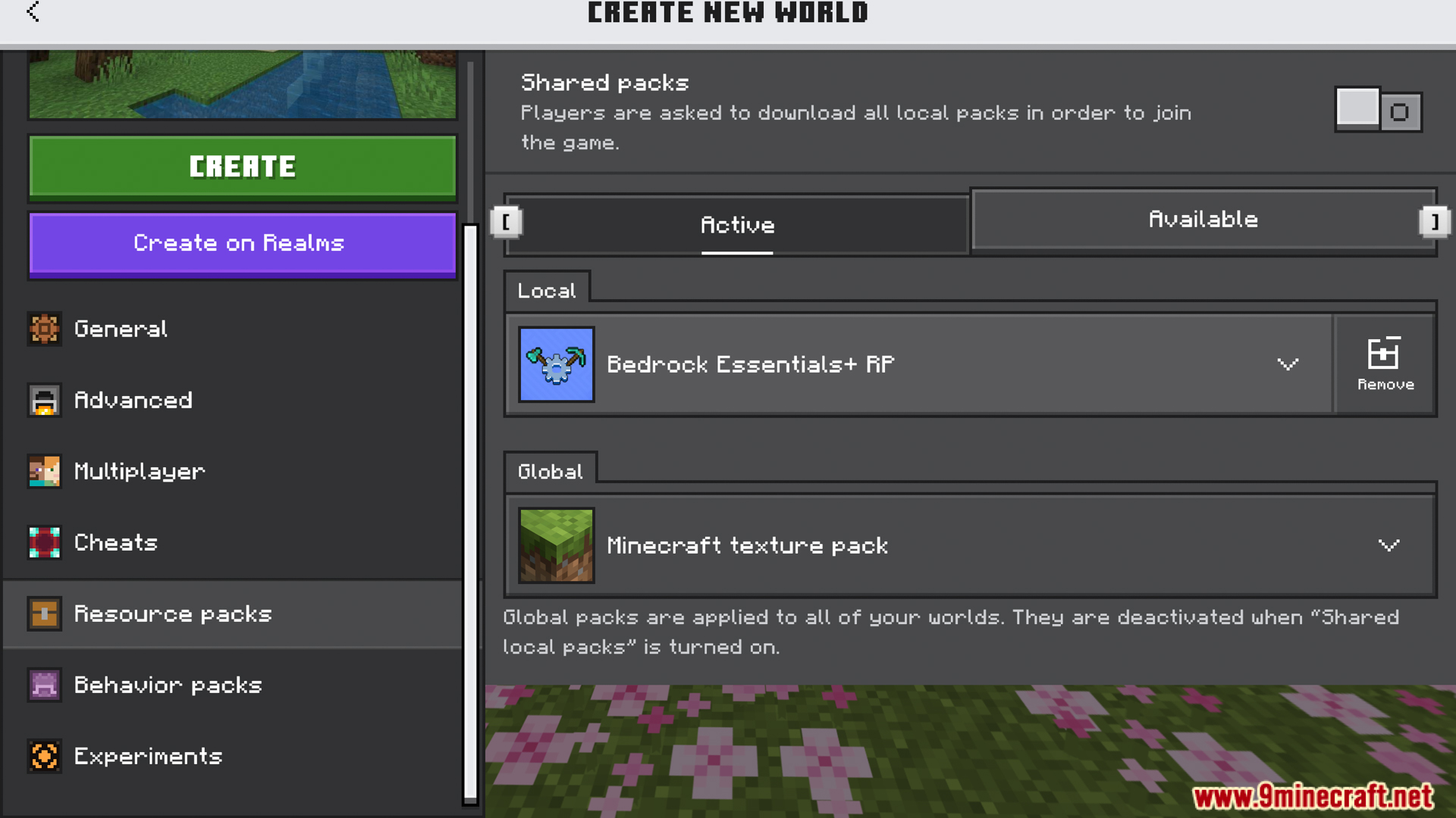 Bedrock Essentials+ Addon Screenshot 2 The matching resource pack is also enabled for the world