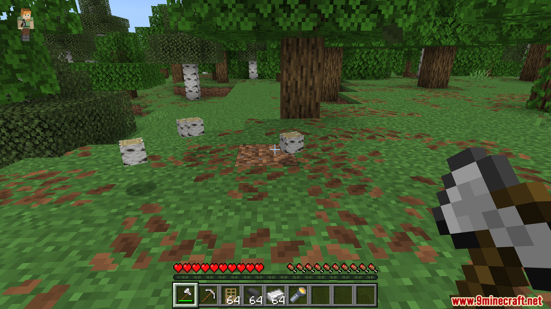 Bedrock Essentials+ Addon Screenshot 4 The tree capitator feature leaves all the logs on the ground