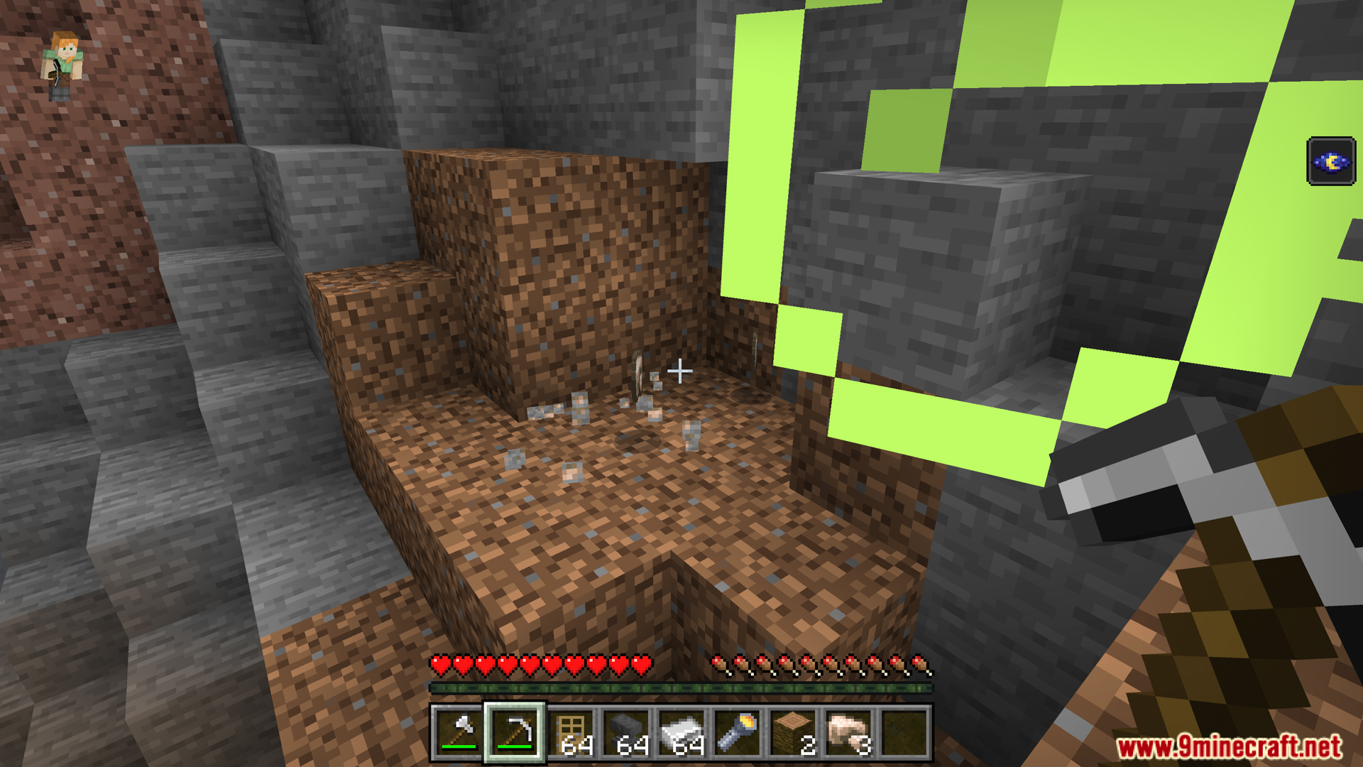 Bedrock Essentials+ Addon Screenshot 8 Sneaking activates the vein miner to break multiple blocks at once