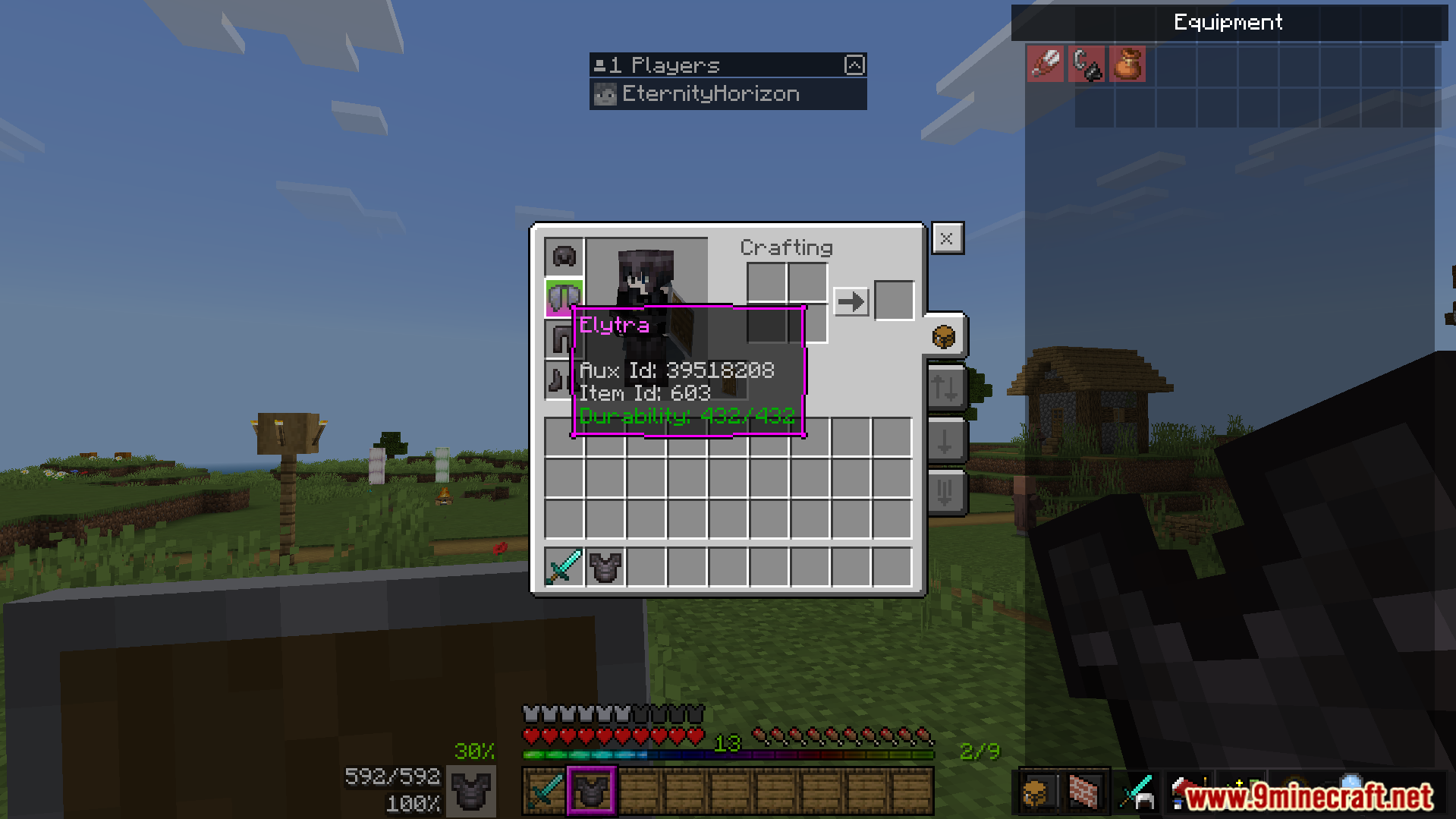 Bedrock Ui Plus Texture Pack Screenshot 11 The new interface shows helpful information like your armor durability