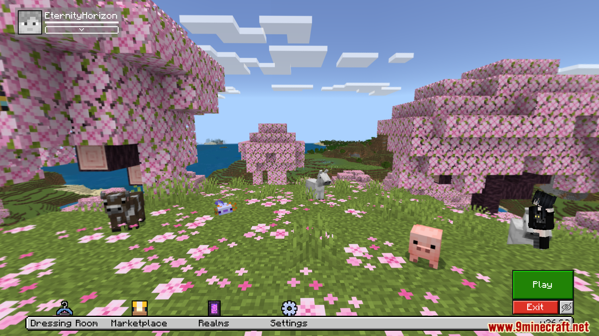 Bedrock Ui Plus Texture Pack Screenshot 2 The main menu buttons are moved to make them easier to reach