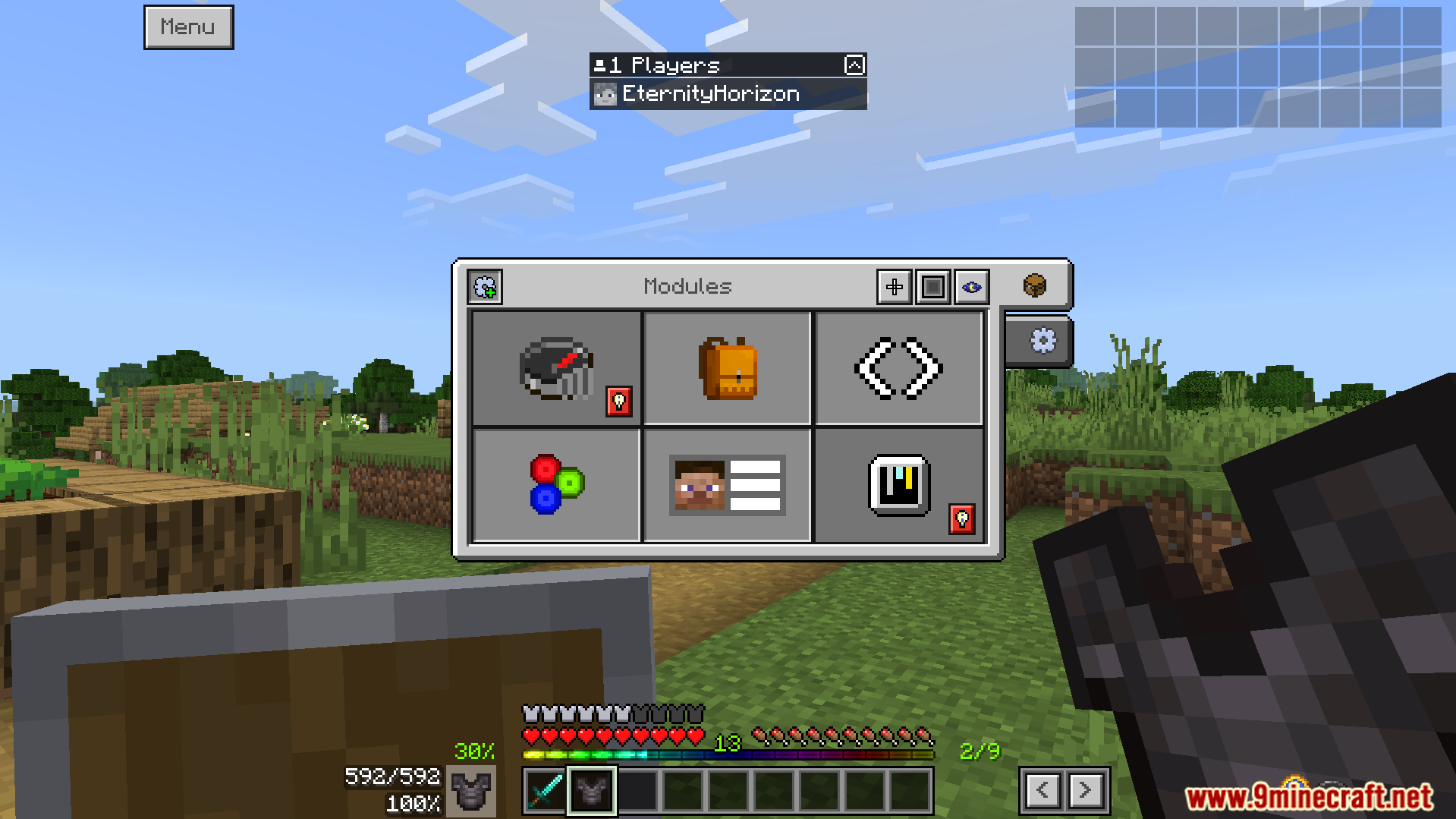 Bedrock Ui Plus Texture Pack Screenshot 6 The user interface shows helpful information like your armor durability percentage