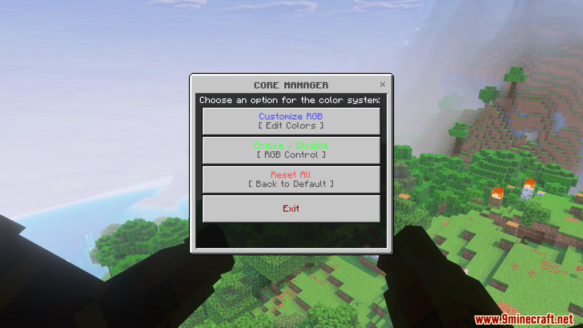 Ben 10 Ultimate Addon Screenshot 10 Core Manager menu showing color system options in game