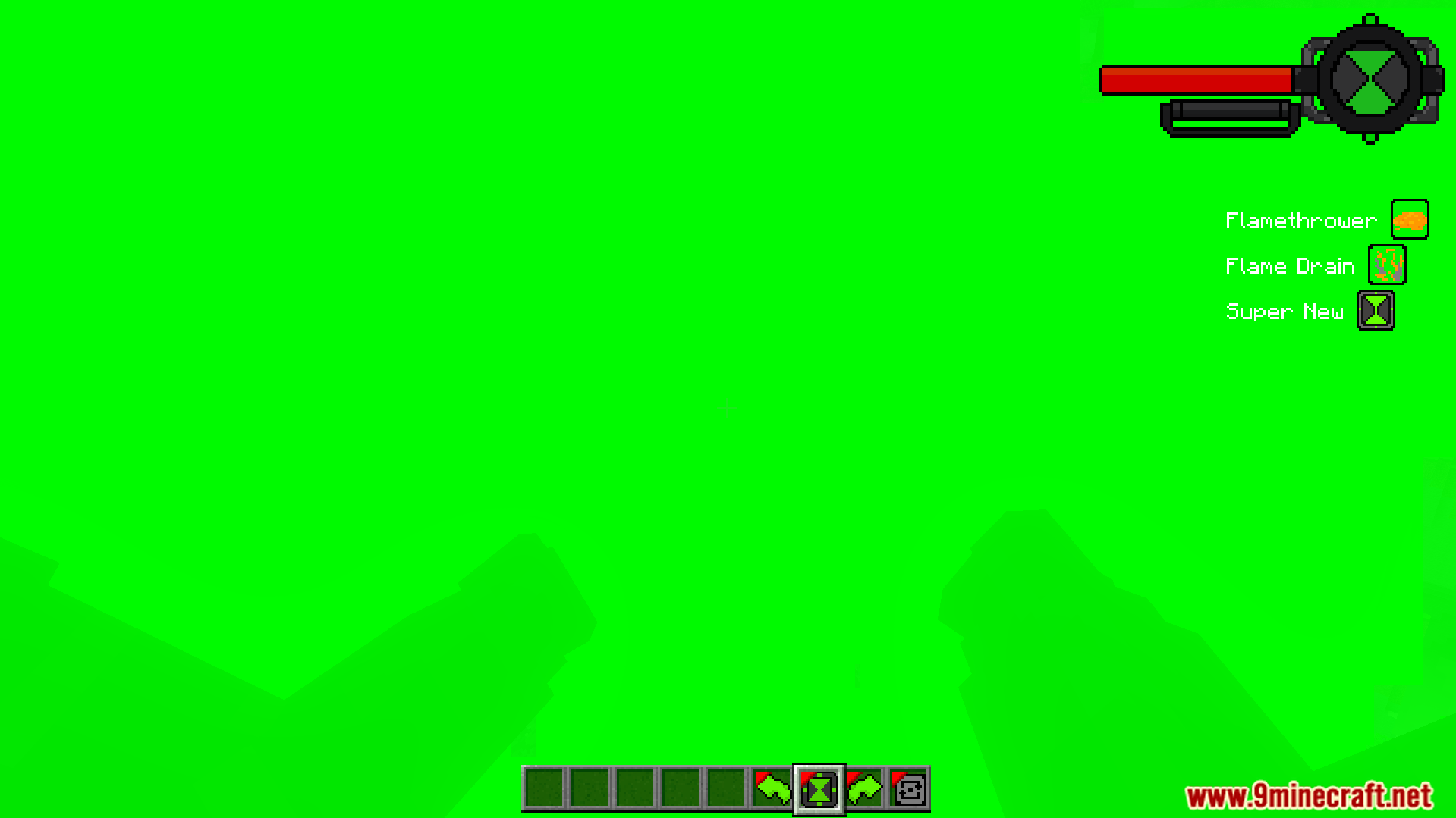Ben 10 Ultimate Addon Screenshot 4 Green screen view showing custom abilities and health bar interface
