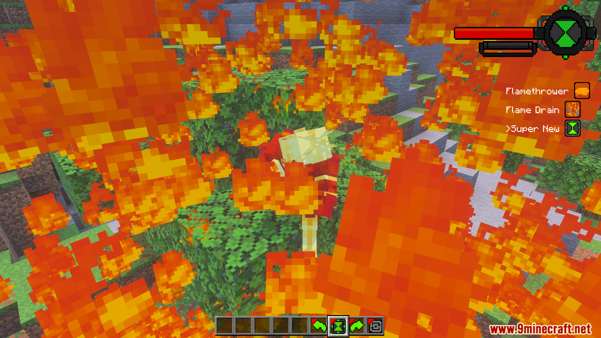 Ben 10 Ultimate Addon Screenshot 6 Heatblast alien using a powerful fire attack ability surrounded by flames
