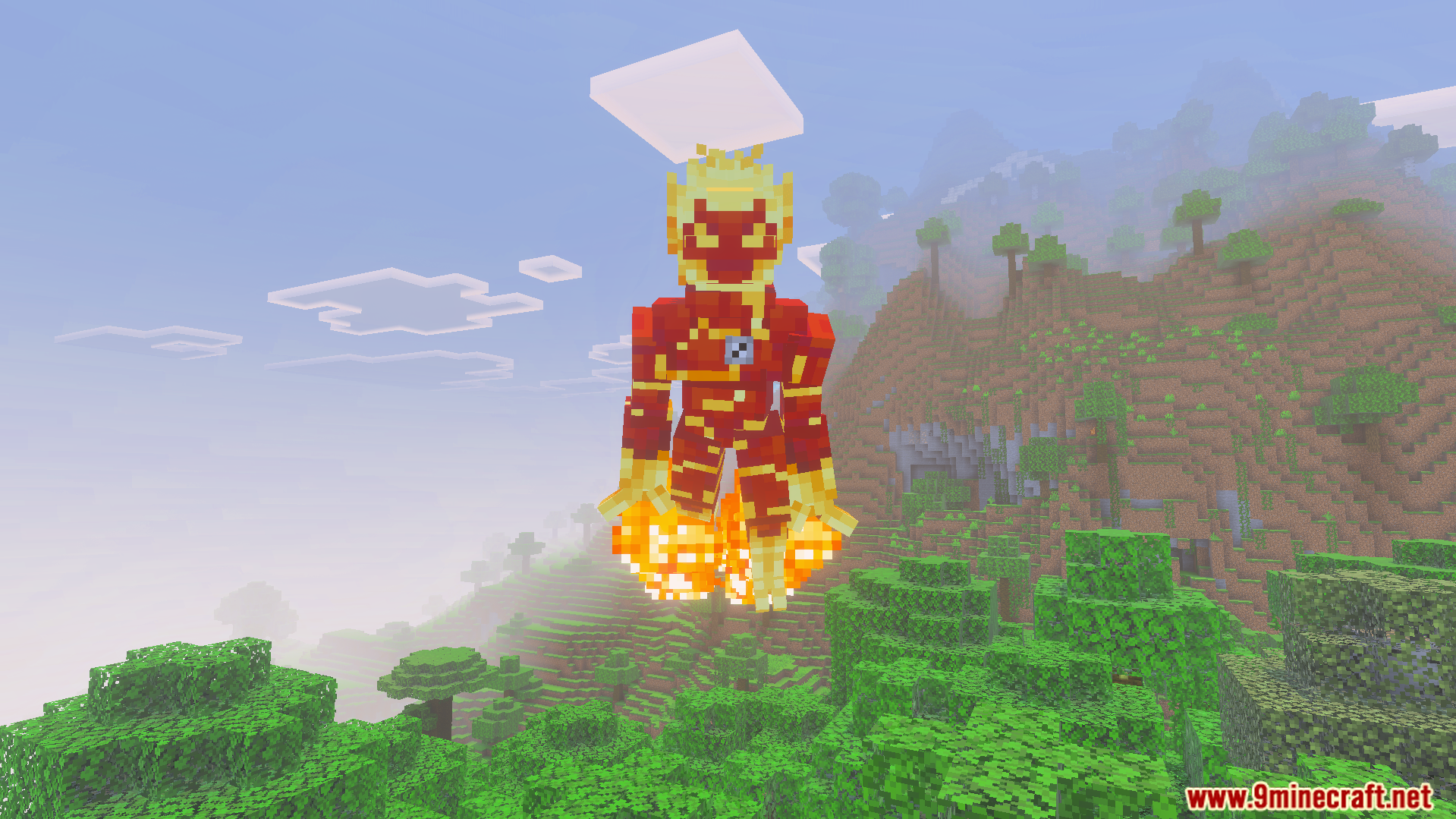 Ben 10 Ultimate Addon Screenshot 8 Heatblast alien uses special abilities to explore the world from above