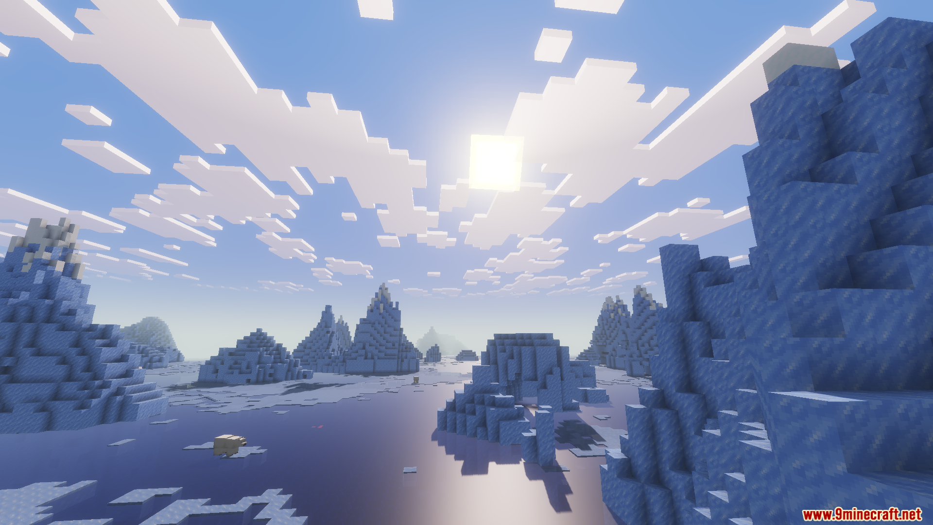 Beryl Mod Screenshot 10 Sun glare and water reflections in an iceberg biome using built in shaders