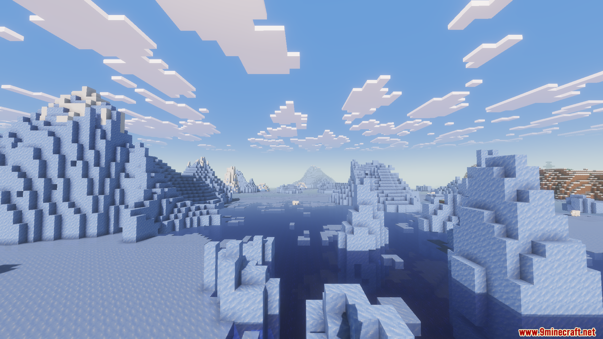 Beryl Mod Screenshot 12 Scenic view of tall icebergs in a frozen ocean with improved shader graphics