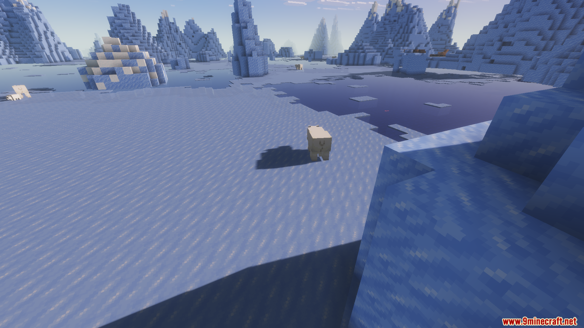 Beryl Mod Screenshot 7 Polar bear walking on a frozen ocean with ice spikes and enhanced lighting