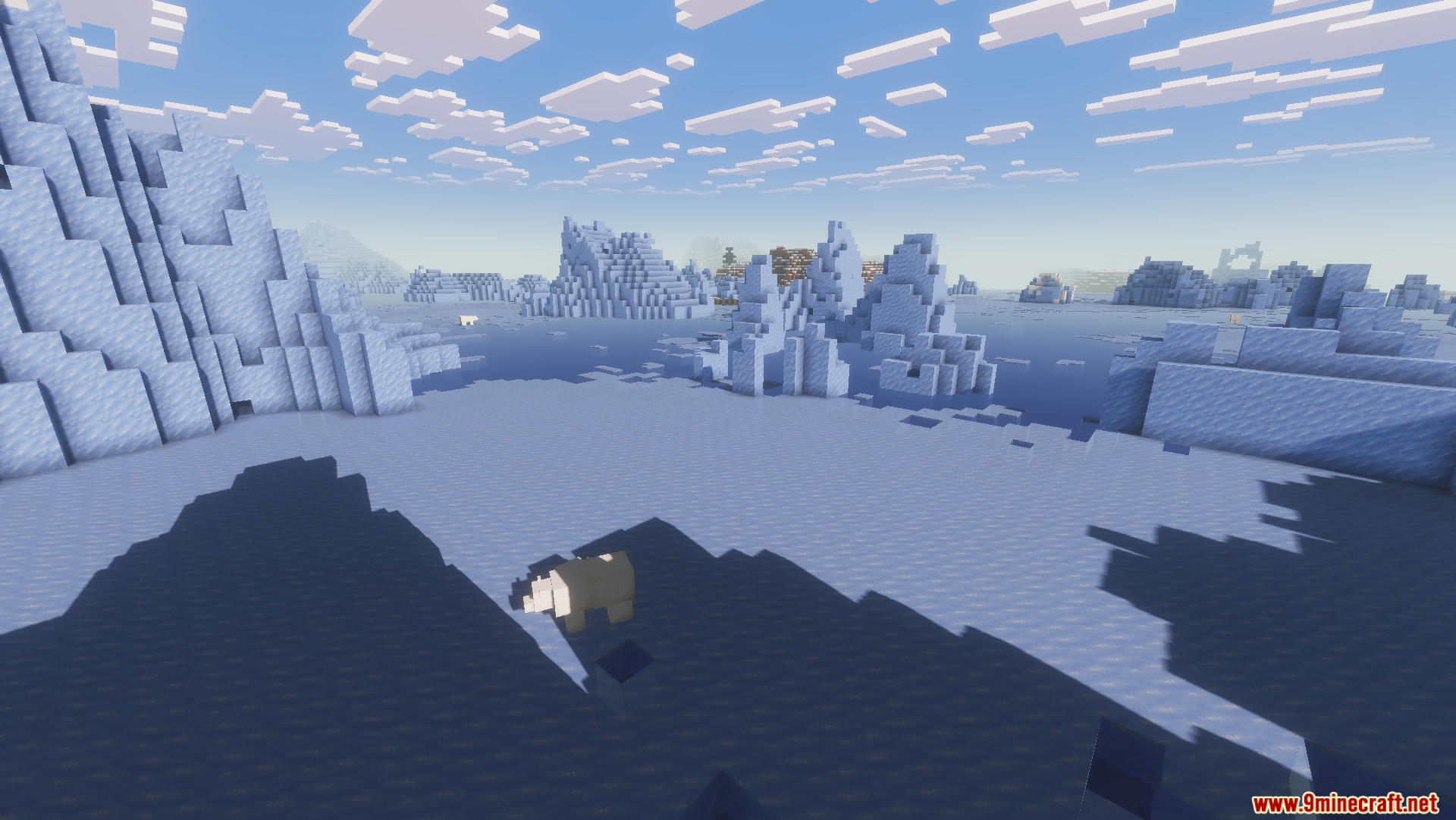 Beryl Mod Screenshot 9 Polar bear standing on a frozen ocean surrounded by icebergs with custom shaders