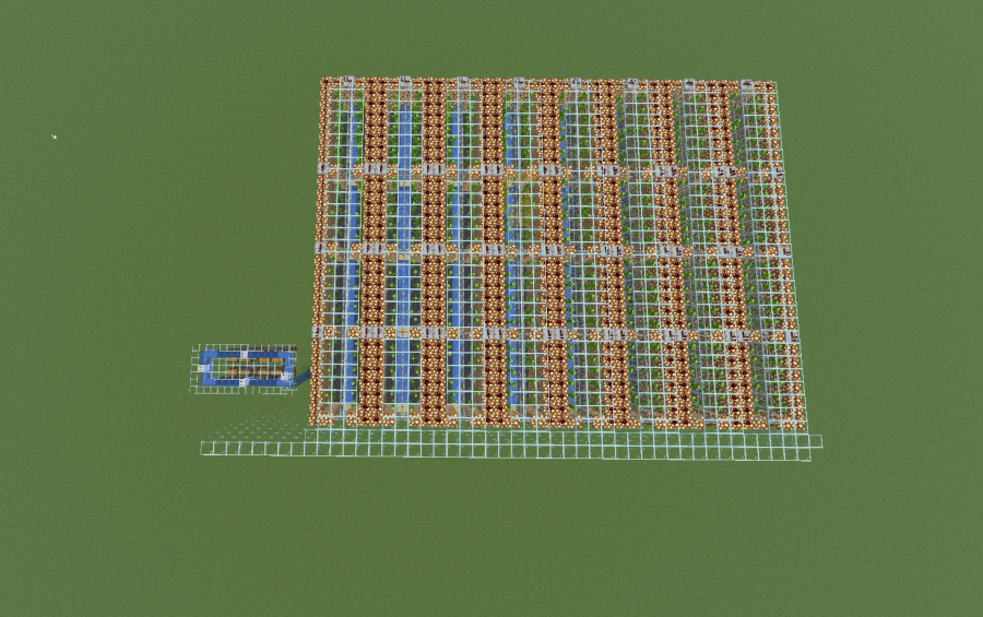 Best Automatic Bamboo Farm Schematic Screenshots 1 Aerial view of a massive redstone powered automatic bamboo farm in Minecraft