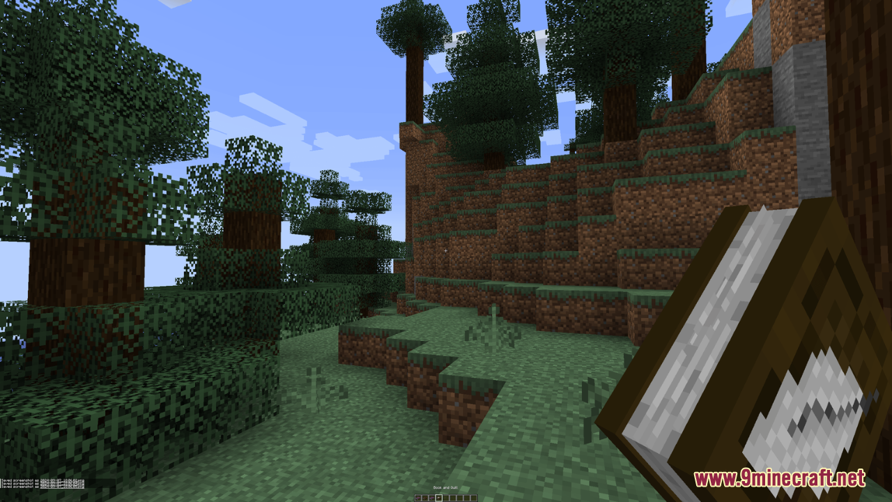Better Books Resource Pack Screenshot 5 Player holding a thick 3D book in a forest