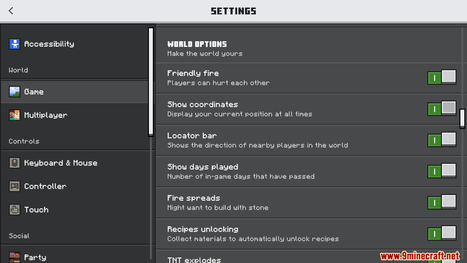 Enable the show coordinates and show days played world options