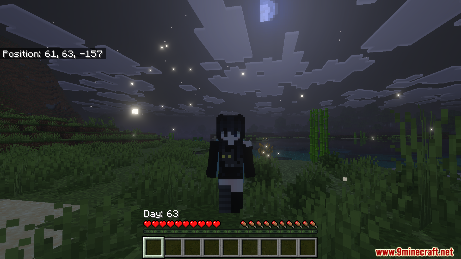 A player poses at night with the relocated day counter
