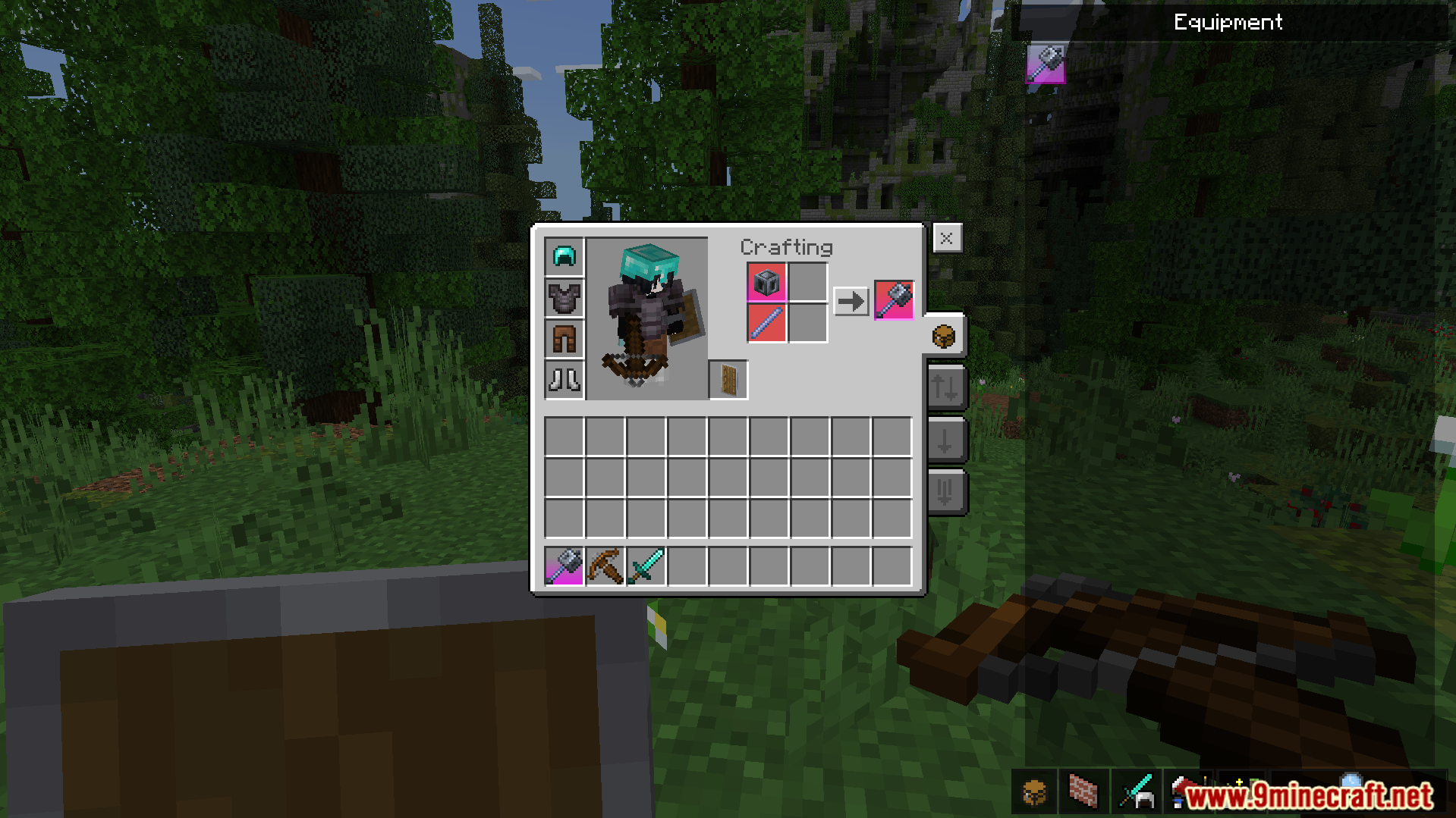 Quick craft buttons are added to the crafting table menu