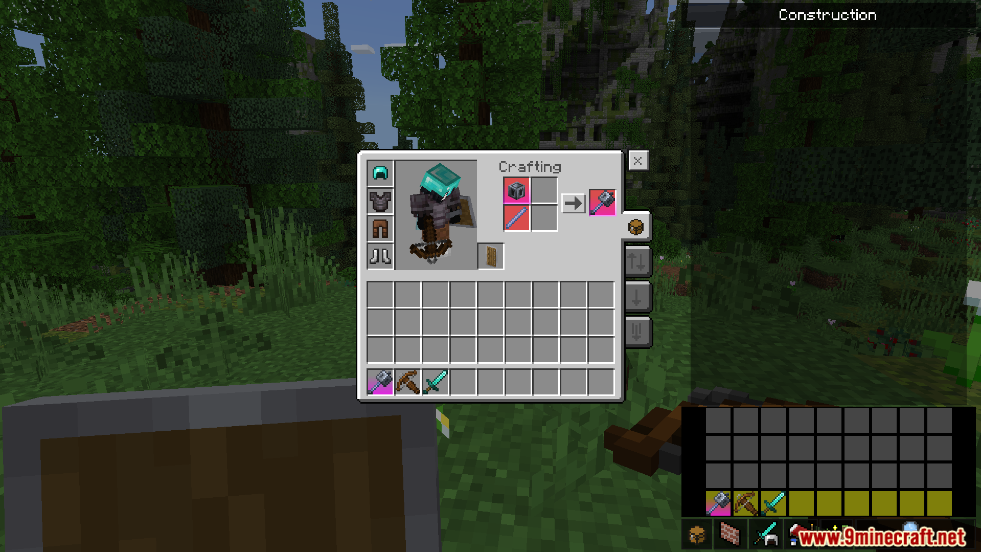 A new inventory layout with quick craft buttons for crafting