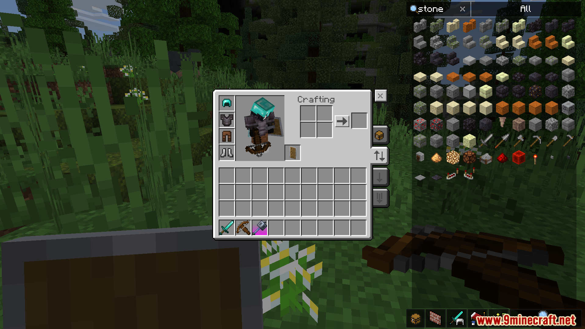 Player inventory showing the new layout and handy shortcut buttons