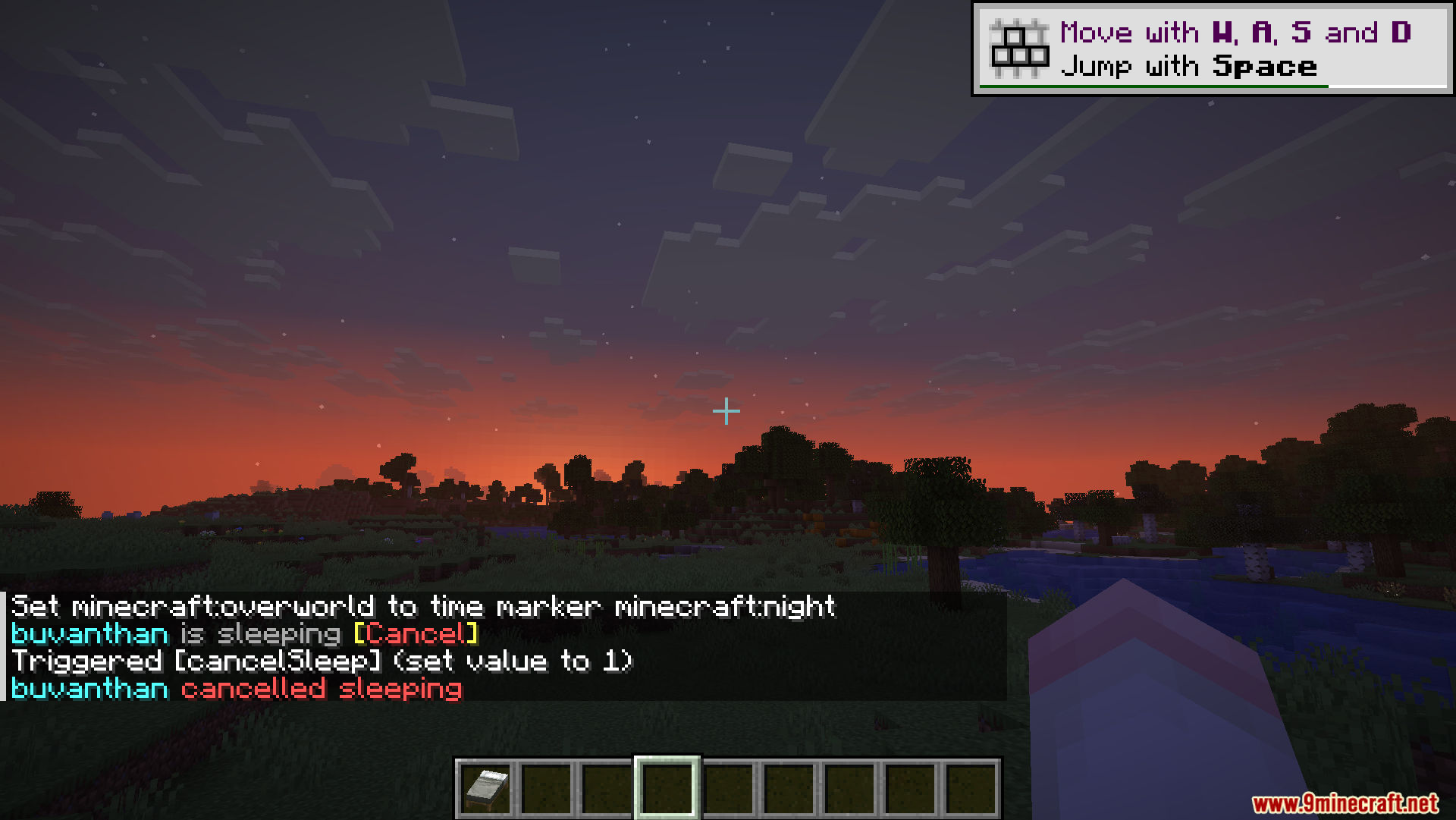 Another player cancels the sleep, waking the user up