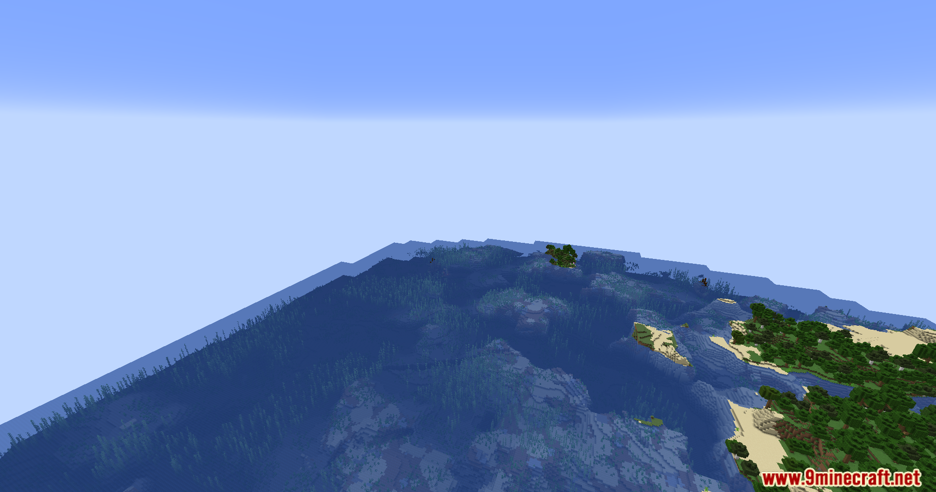 Default square render distance showing the world's edge