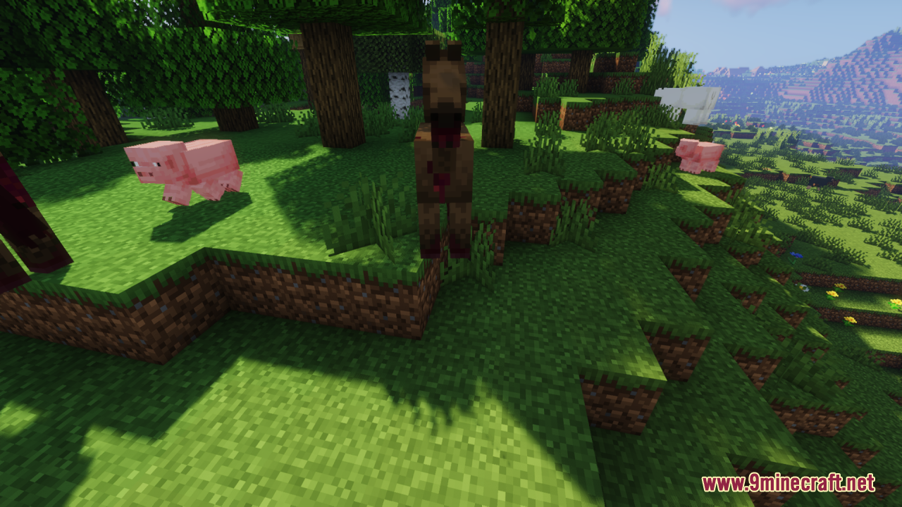 A retextured zombie horse standing in a grassy field