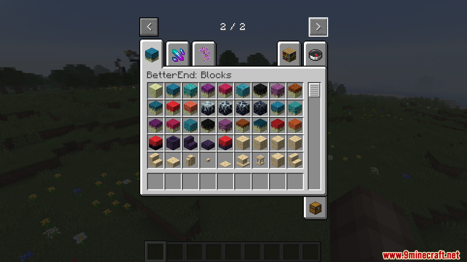 A creative inventory tab of new colorful blocks