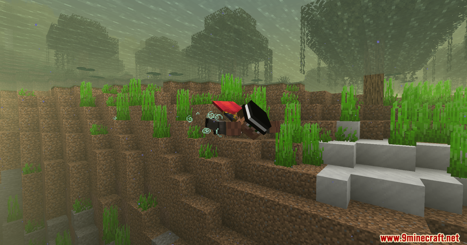 Beyond Oxygen Fix Mod Screenshot 12 Player exploring a murky underwater area with seagrass