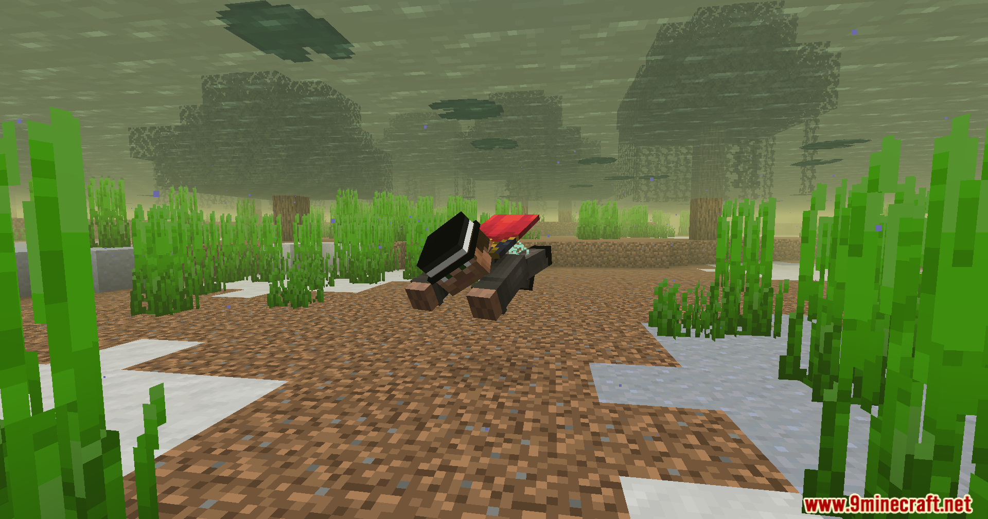 Beyond Oxygen Fix Mod Screenshot 4 Player wearing an oxygen tank and red cap swims underwater