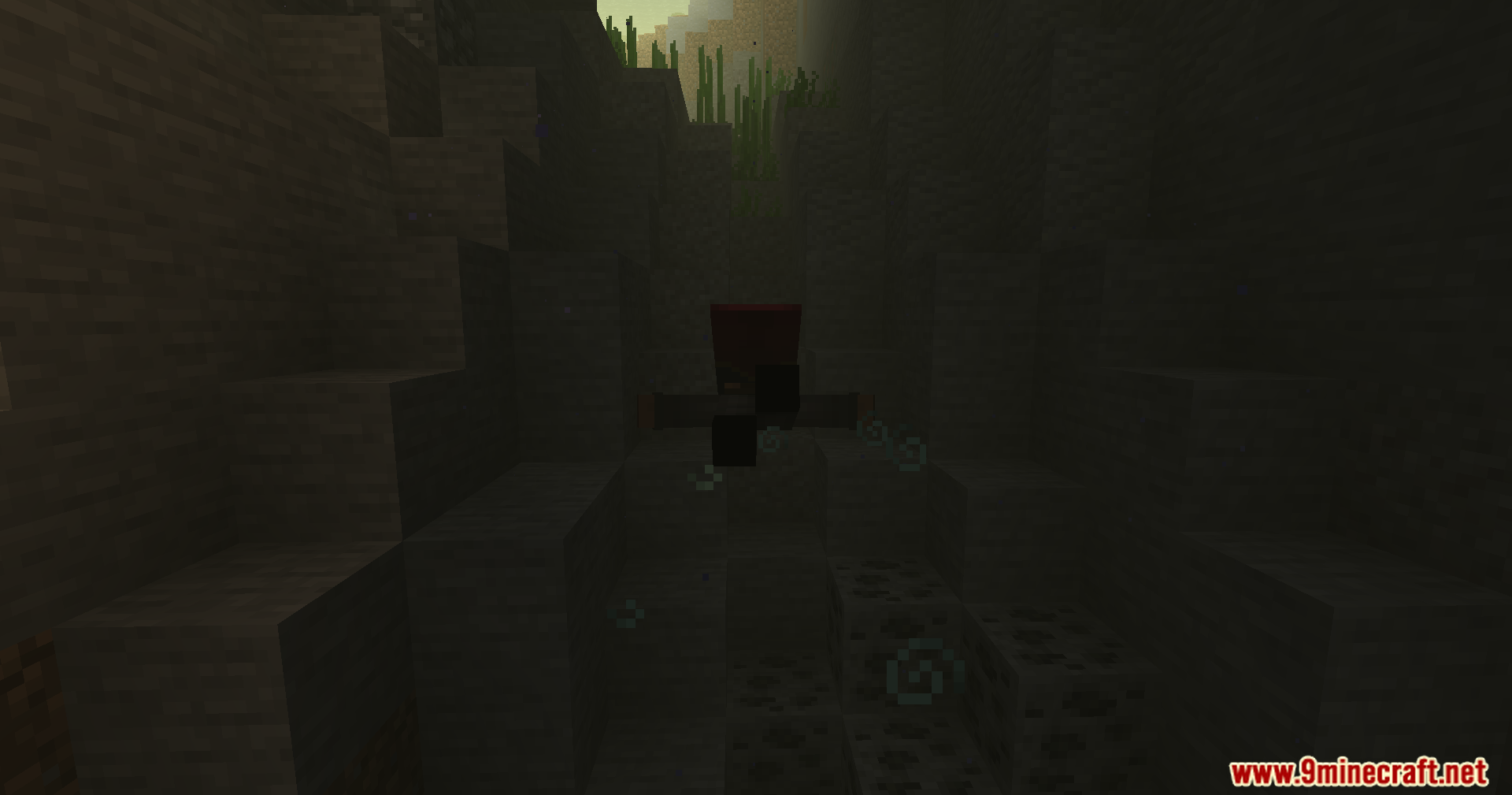 Beyond Oxygen Fix Mod Screenshot 9 Player exploring a dark and narrow underwater passage