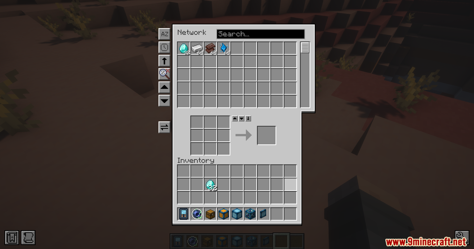 Stack of diamonds successfully placed into the player inventory from network storage