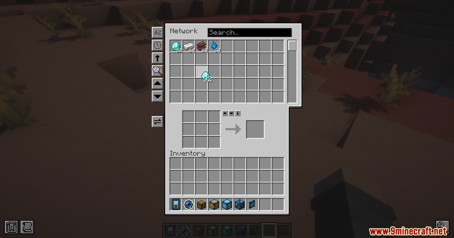 Player dragging a stack of diamonds from the network storage interface