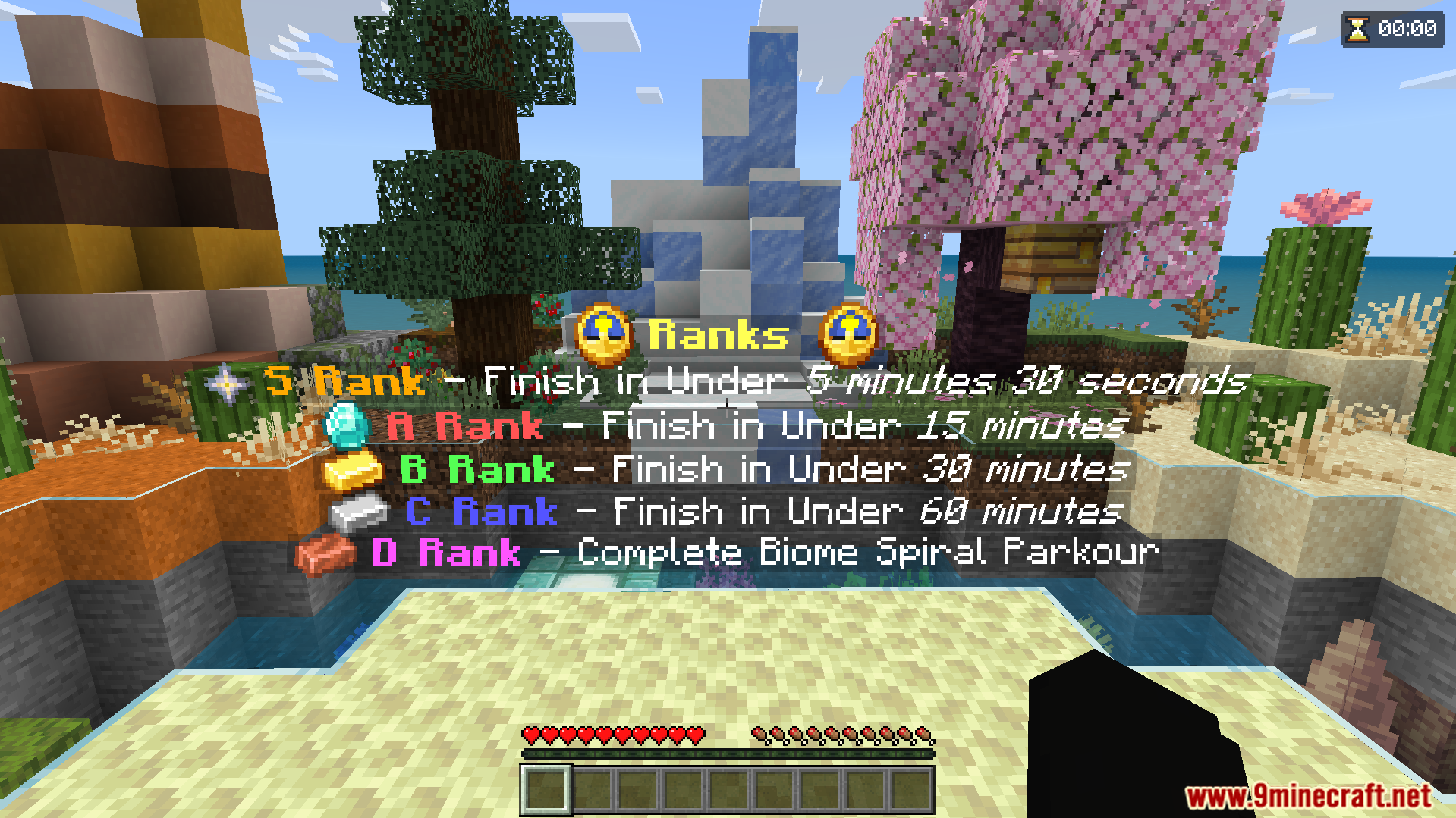 Players can earn special letter ranks based on their final time