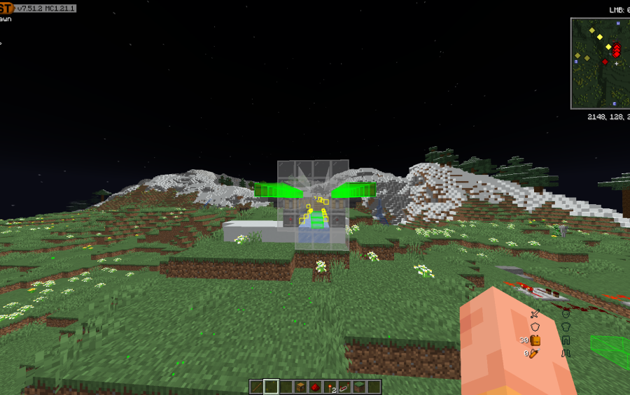 A bone farm schematic hologram glowing against the night sky in a field