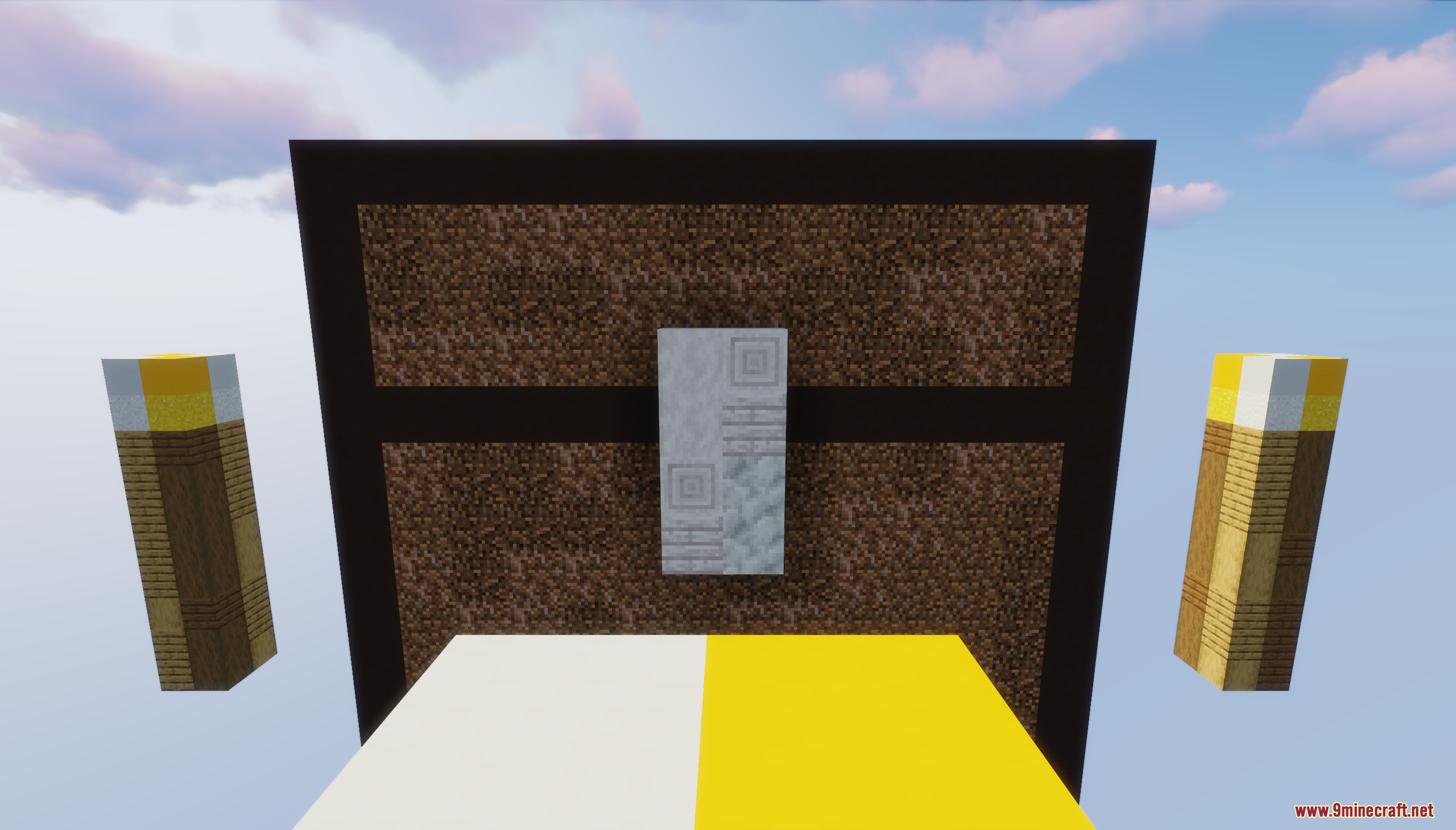 A giant bonus chest with a stone latch floats