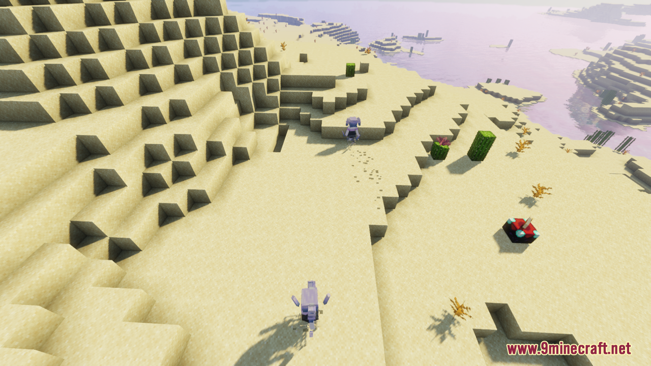 Breeze Girl Resource Pack Screenshot 4 Two feminine Breeze mobs navigating the sandy dunes of a desert landscape
