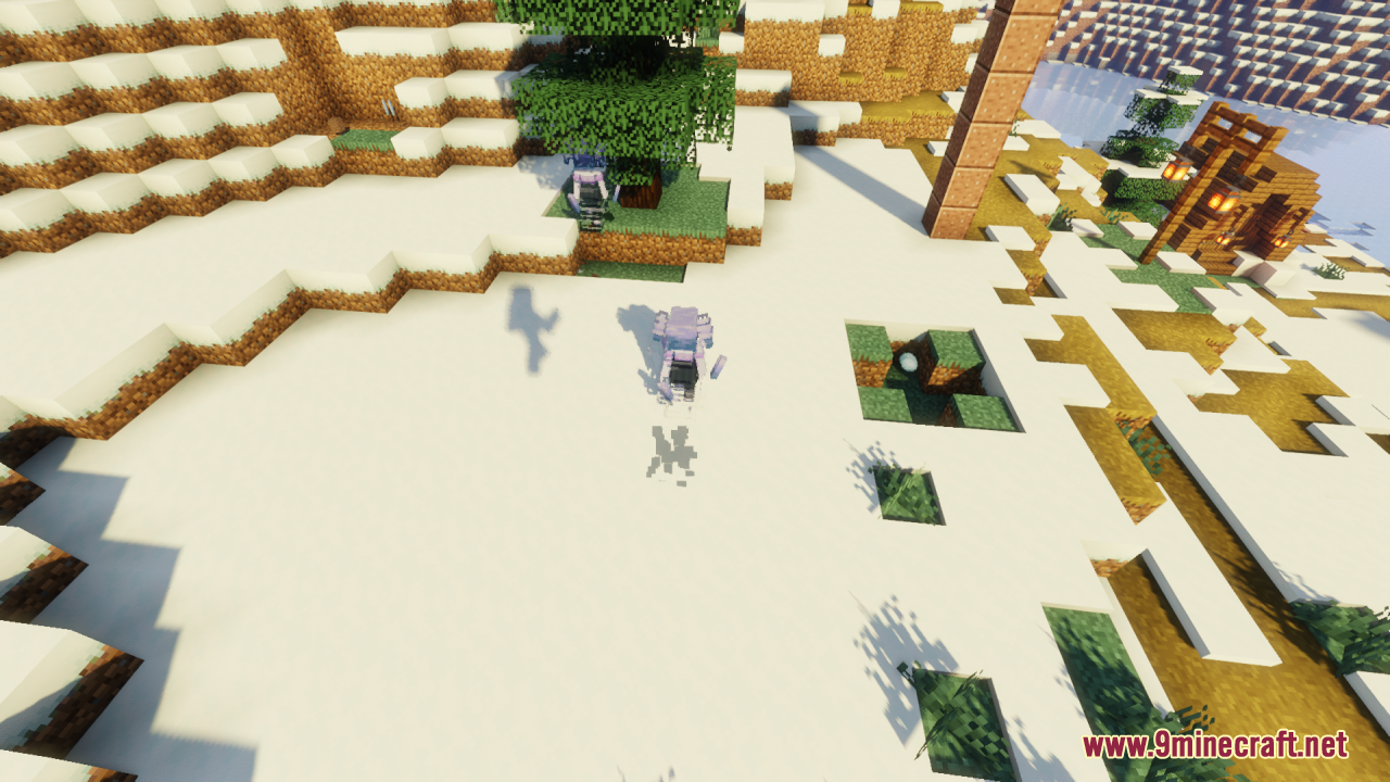 Breeze Girl Resource Pack Screenshot 5 Feminine Breeze mob standing on a snowy field near a spruce tree