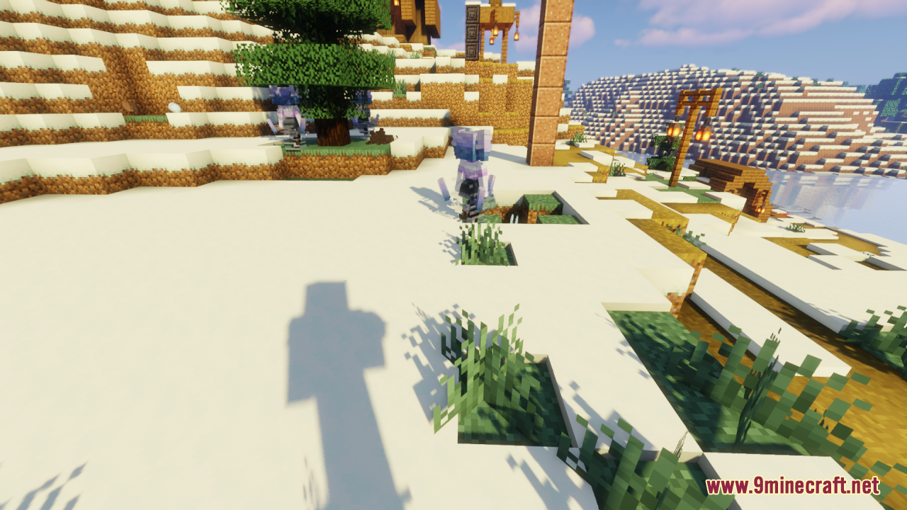 Breeze Girl Resource Pack Screenshot 6 Custom Breeze girl mob standing near a grassy hole in the snow