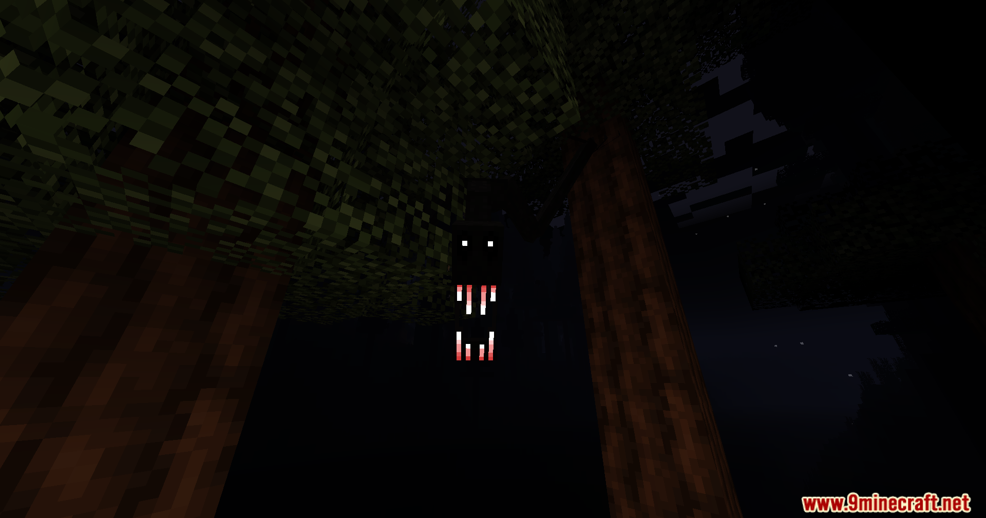 CHP Core Mod Screenshot 4 A close up of glowing red eyes hanging from a tree branch
