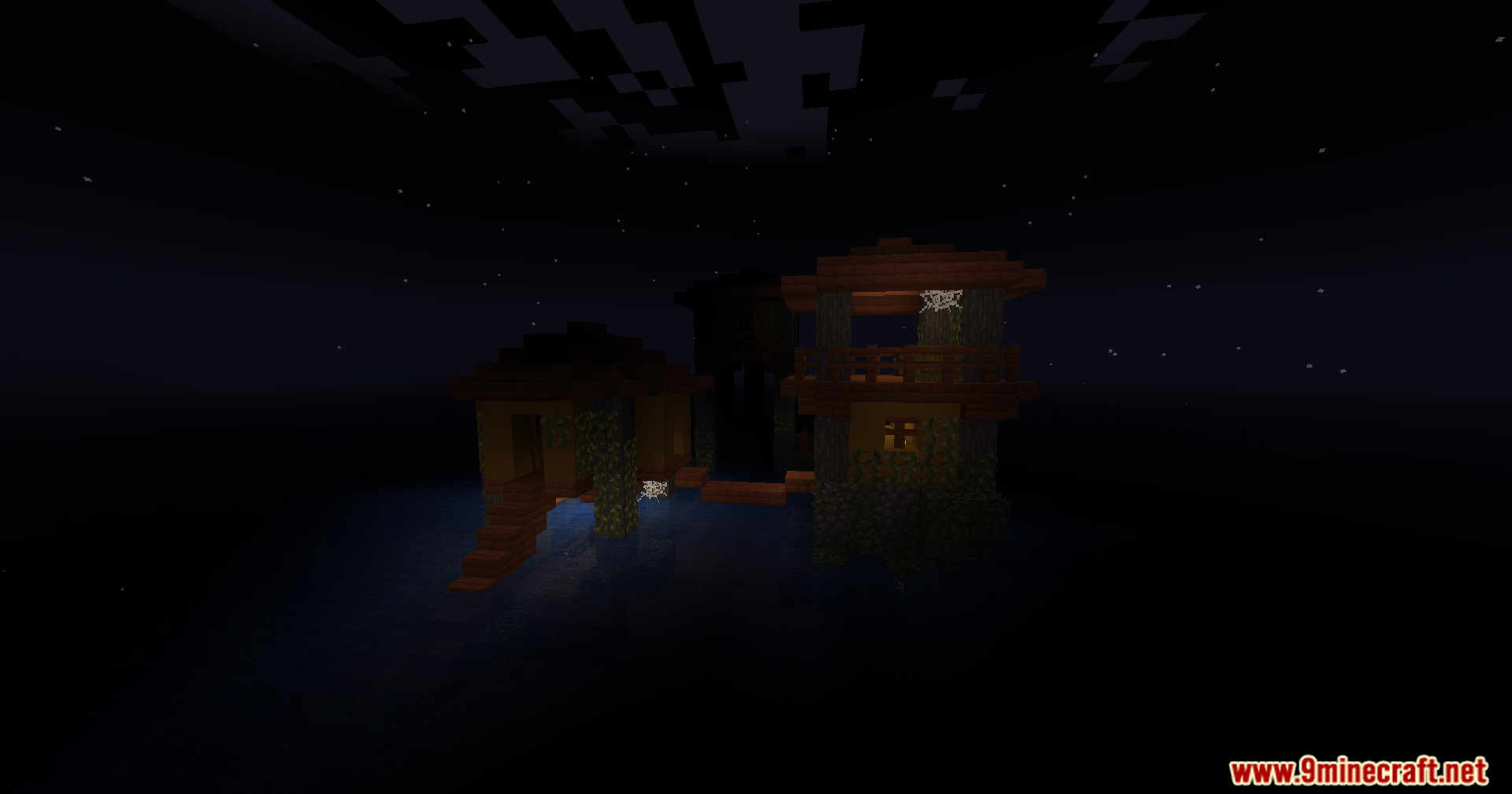 CHP Core Mod Screenshot 6 A small wooden structure built on water at night