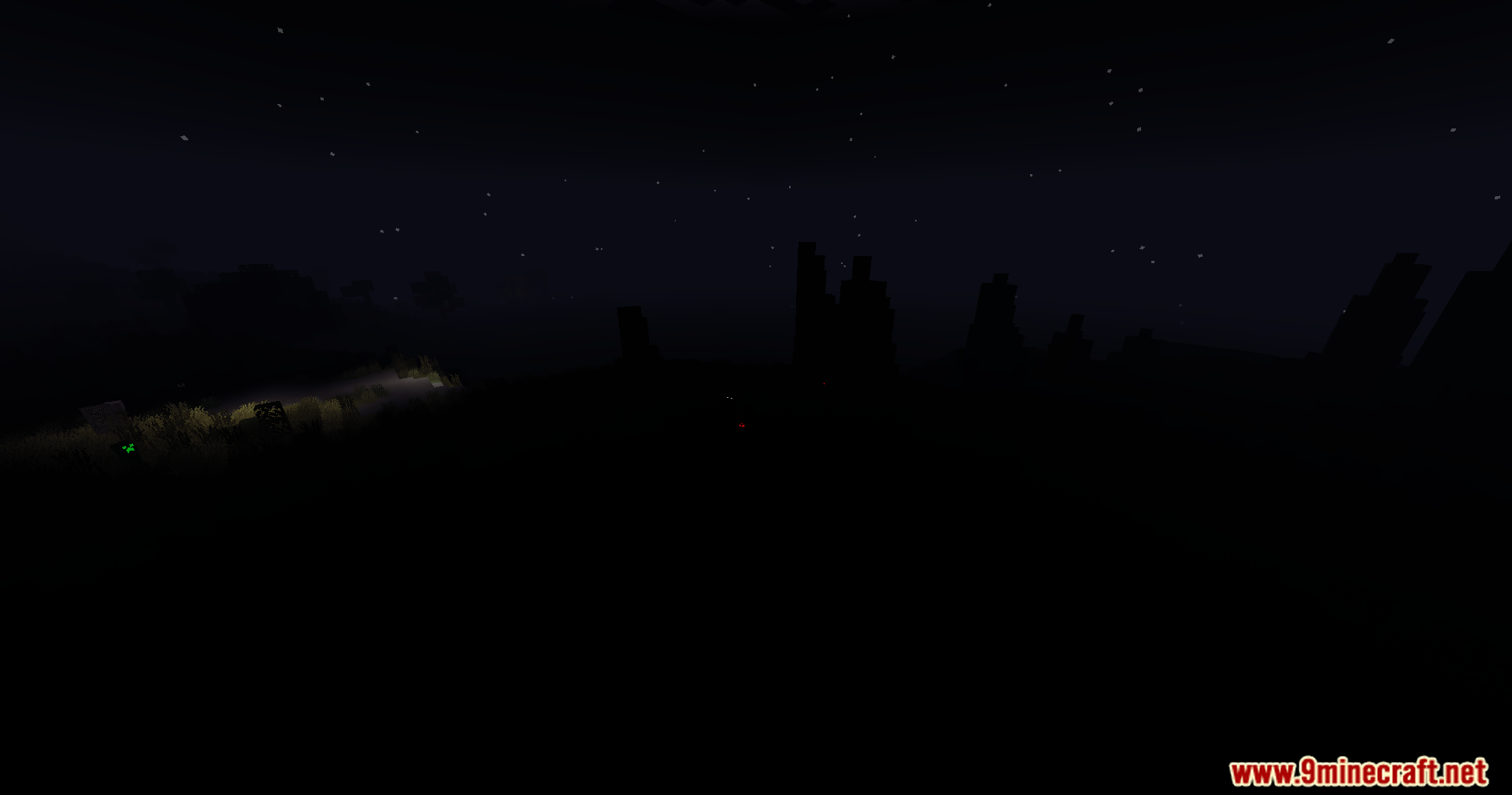 CHP Core Mod Screenshot 7 Dark landscape with silhouettes of tall structures and starry sky