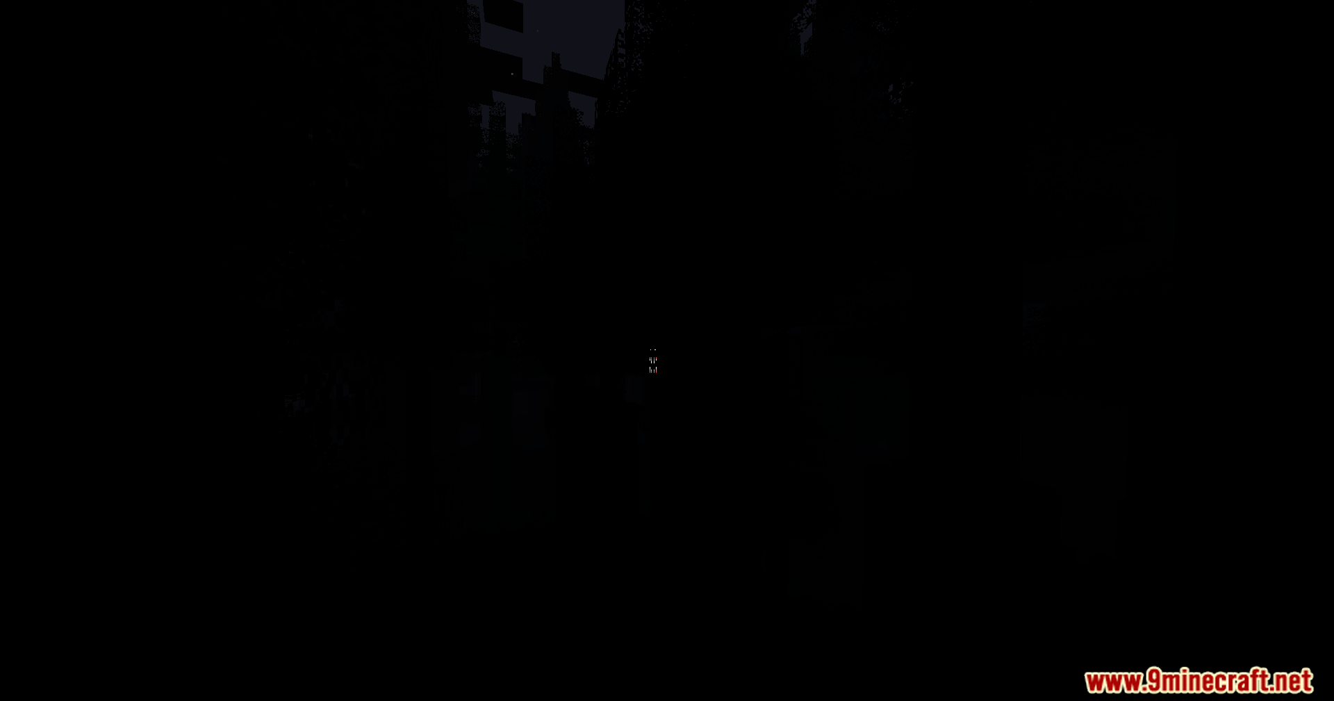 CHP Core Mod Screenshot 9 Extremely dark underground cave scene with faint block outlines visible