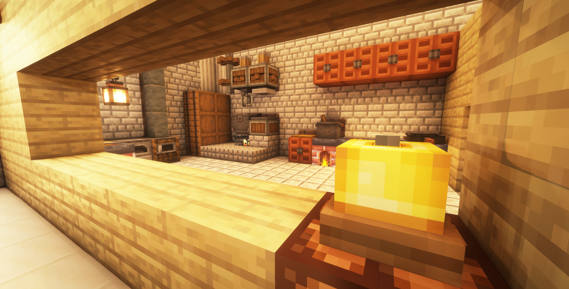 This detailed Minecraft Create Mod cafe kitchen
