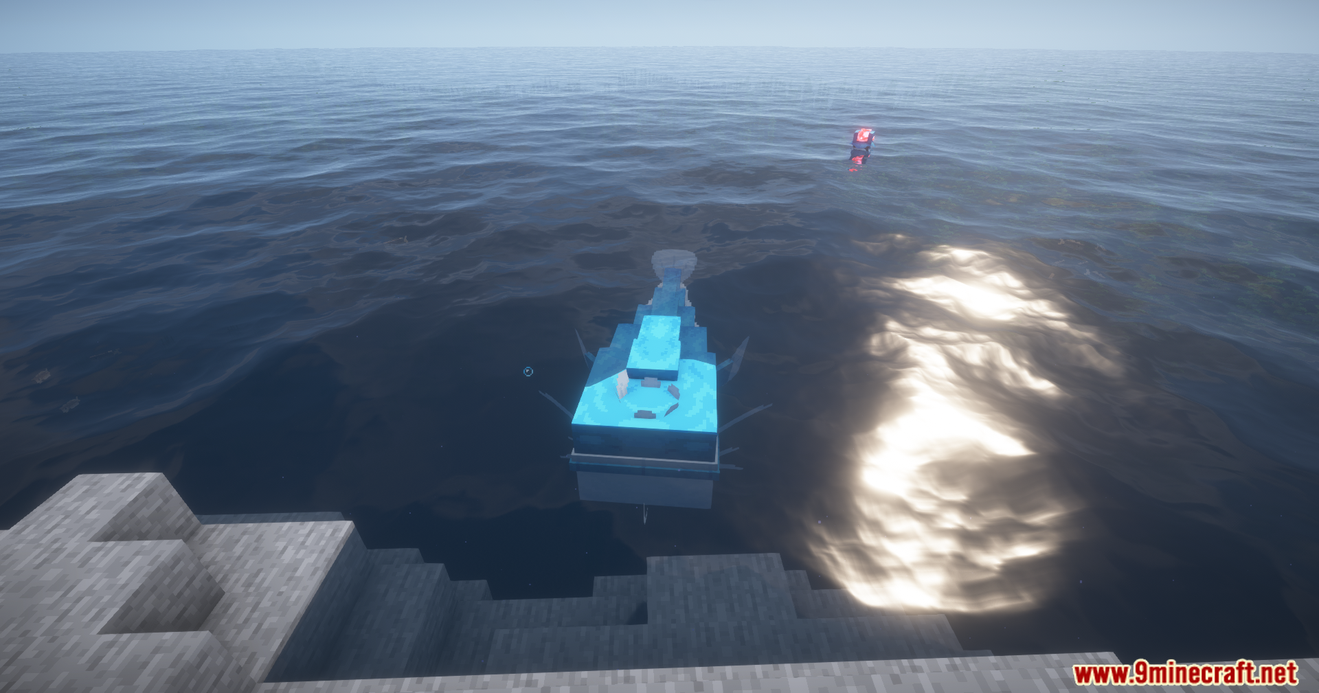 A large blue Dondozo Pokemon swims in the ocean