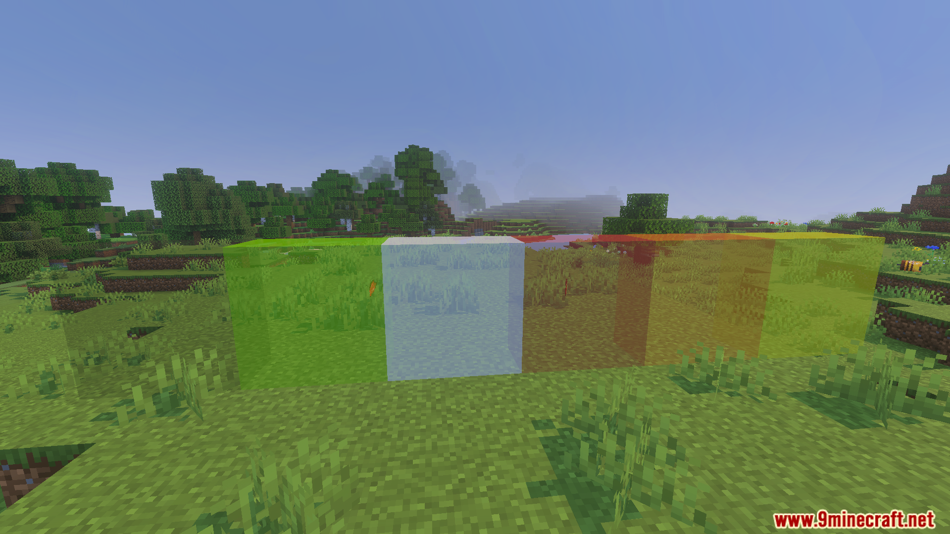 Clear Glass Texture Pack Screenshot 2 various colored glass blocks placed together without visible borders