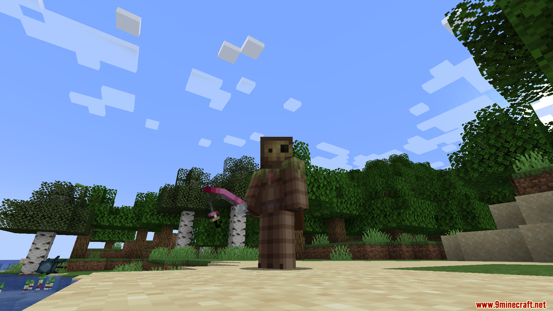 Player holding a pink 3D Poke Rod