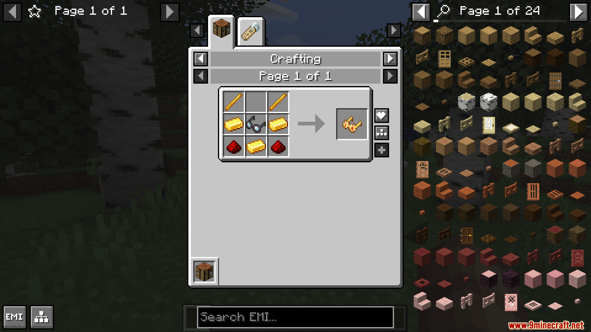 A player views a tag recipe for copper and diamond items using EMI