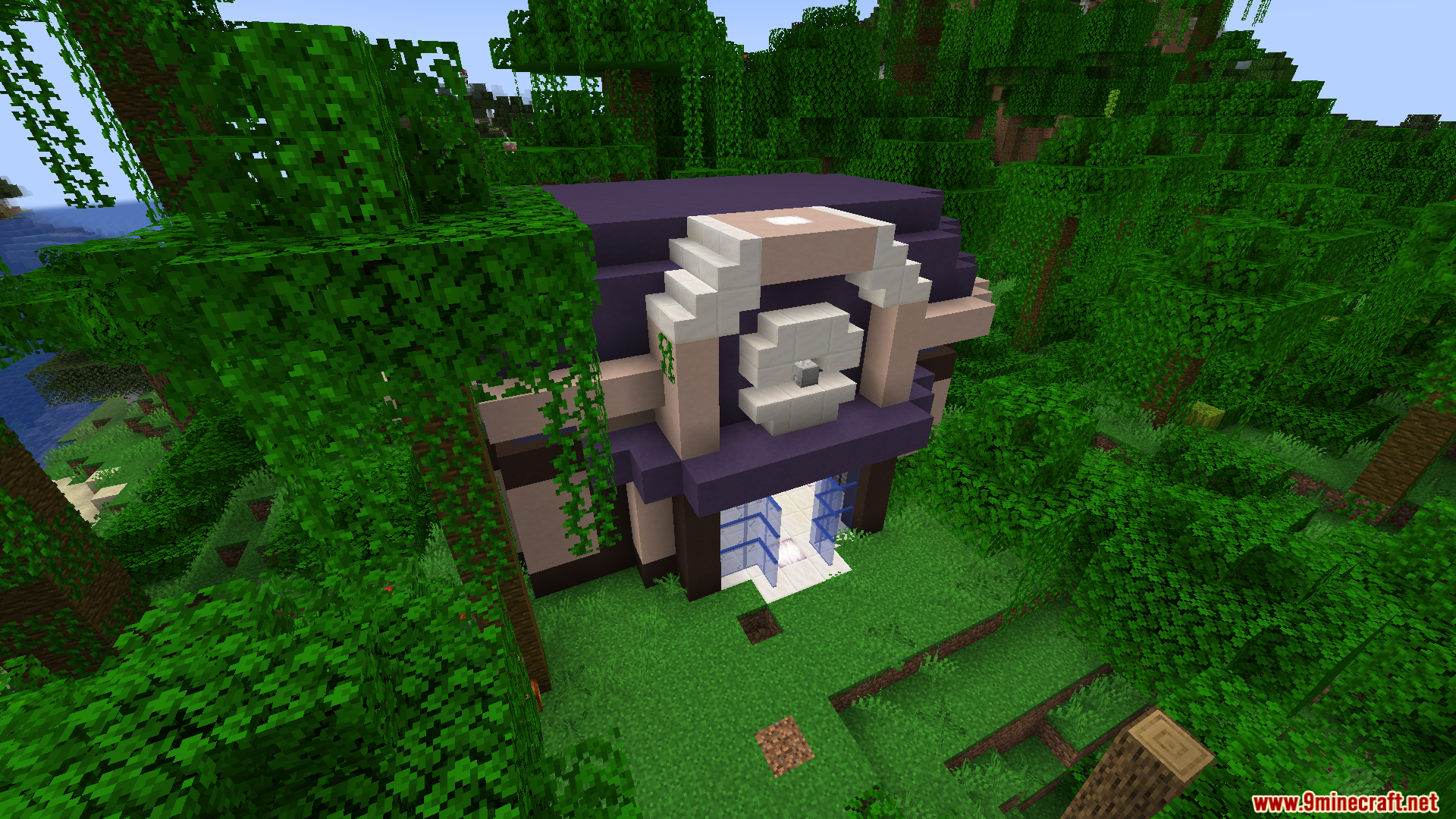 Cobblemon Poke Stops Mod Screenshot 11 Exterior view of a small rest area building in a jungle biome