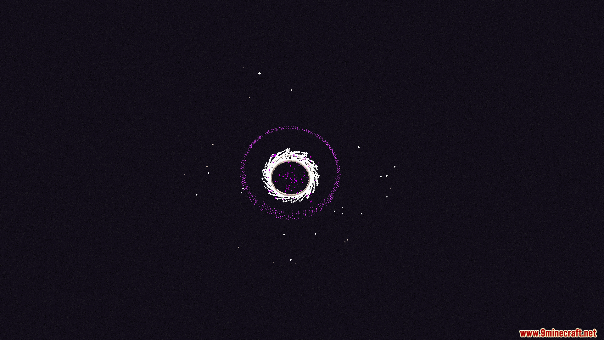 Glowing purple and white wormhole portal in the dark sky