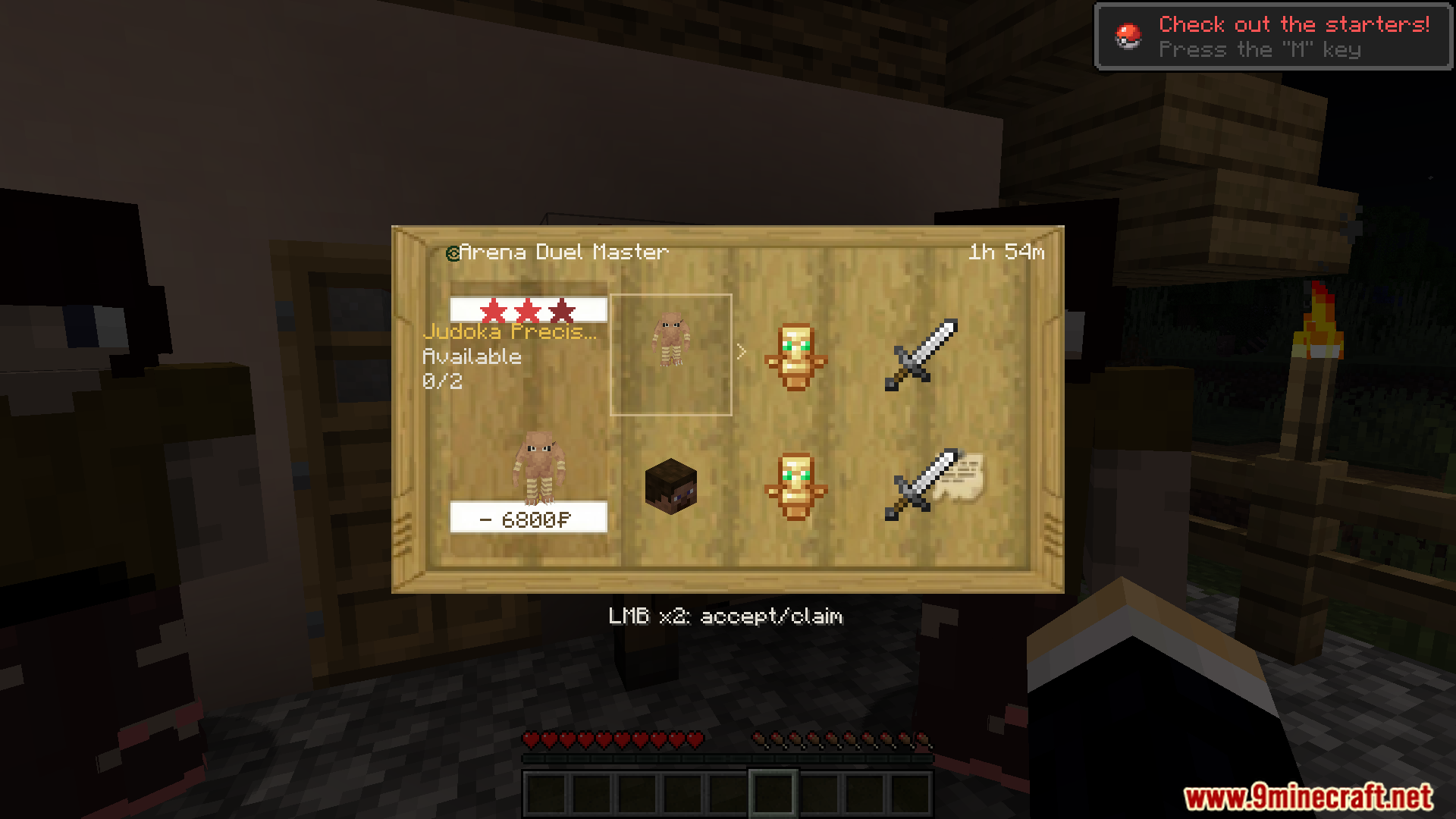 Player viewing the Arena Duel Master quest board UI